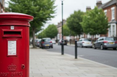 HMRC BADR nudge letters: a red UK Royal Mail post box on a British street