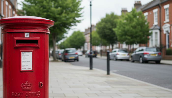 HMRC BADR nudge letters: a red UK Royal Mail post box on a British street