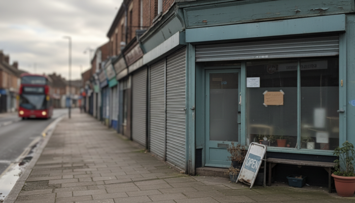 Late payment rules: closed independent shopfront on a UK high street