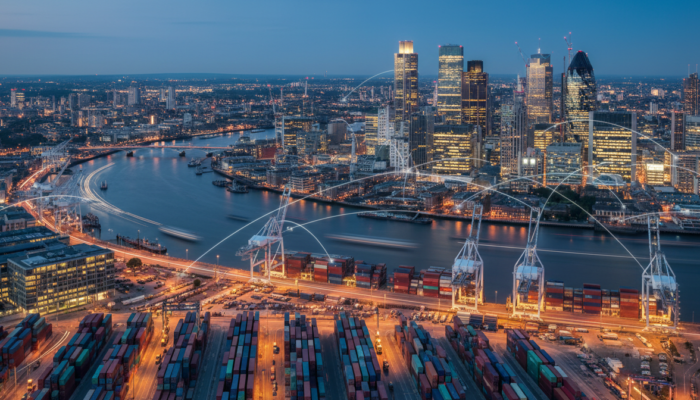 International controlled transactions schedule: cross-border trade and global connections at dusk