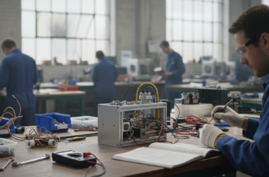 R&D advance assurance: engineers working on a prototype in a workshop